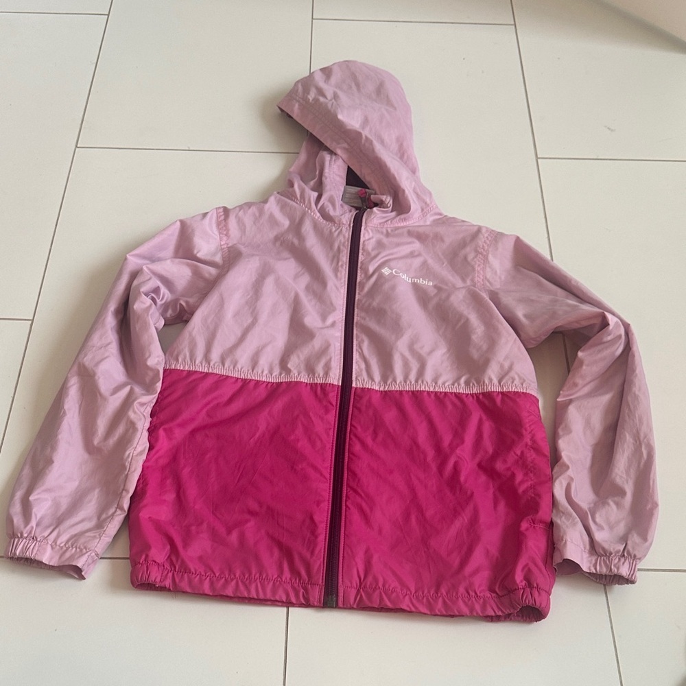 Columbia Kids Two-Tone Pink Raincoat fleece lined 10/12